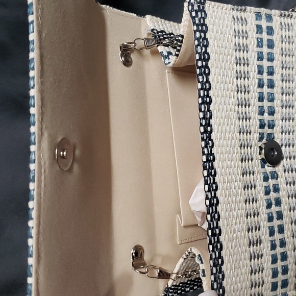 D'margeaux NWT Black, Blue, Cream Striped Crossbody/Handbag - Picture 5 of 7